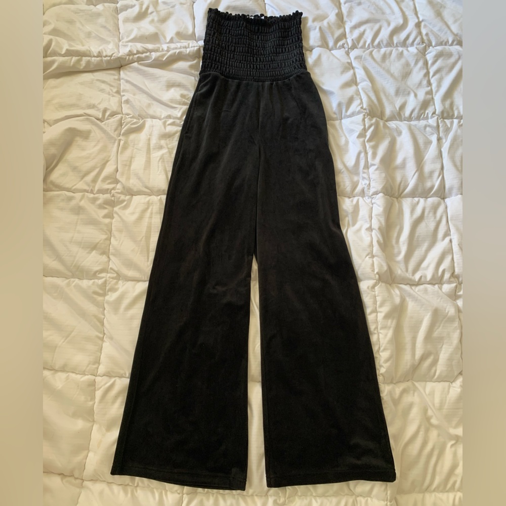 Juicy Couture black velour strapless jumpsuit